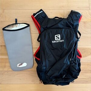 Salomon Black and Red Backpack Hydration Vest